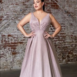 LONG METALLIC MAUVE TO BLUE OMBRE DRESS BY CINDERELLA DIVINE 9174C